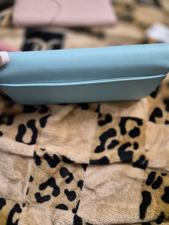 Tiffamy Blue Leather Clutch Wallet with Silver Hardware - Picture 4 of 5